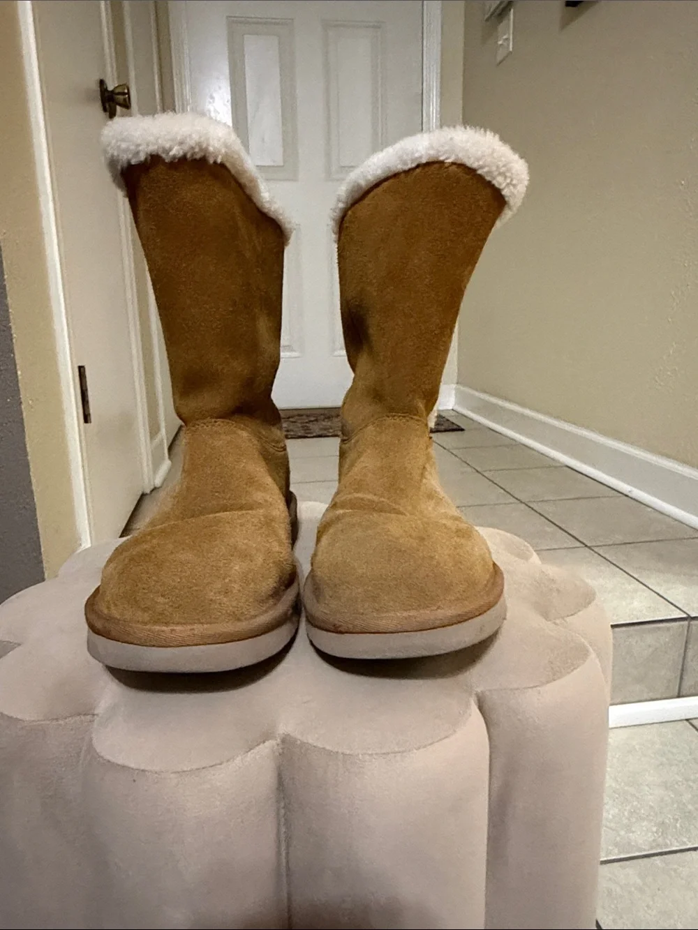 Koolaburra Chestnut Brown Suede Shearling-Lined Winter Boots